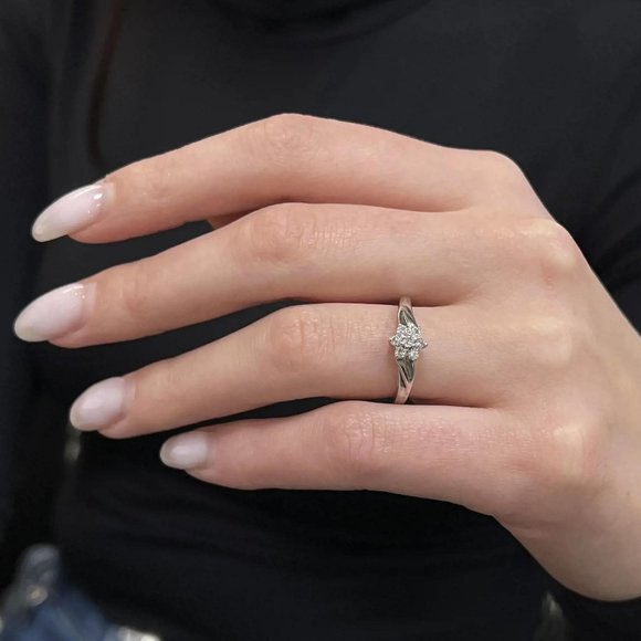 Rachel Koen 0.50Cttw Round Cut Diamond Ladies Ring 10K White Gold Size 5.5 - Picture 1 of 5